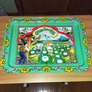 17" Wide Cabbage Patch Kids Green Lap Tray Table with Folding Legs, Rust-Free